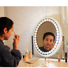 GUOJINE Specchi da Toeletta da Appoggio con Luci A LED,Illuminato Professionale Specchio Cosmetico con Lampadina Dimmerabile, Specchio da Barba Rotondo con Interruttore Smart Touch