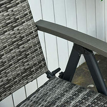 Outsunny Sedia Pieghevole da Giardino in Rattan PE con Braccioli e Schienale Reclinabile, 59x68x107cm Grigio