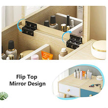 DD&QG 2 Cassetti Organizzatore di Archiviazione Mini Tavolo da Toeletta per Casa Camera da Letto,Piccolo Tavolo da Trucco con Flip Top Mirror,Assemblaggio Facile-Naturale-a 60x40x36cm(24x16x14inch)