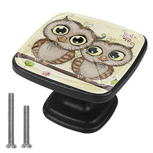 Due gufi simpatico cartone animato Pomelli per Porta Set di 4 Pomelli per Mobili Manopole per Cassetti Cucina Armadio Vetro