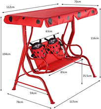 RELAX4LIFE Altalena da Giardino per Bambini con Baldacchino, con 2 Cinture di Sicurezza, 2 Posti, Colore Rosso, 112x75x108 CM