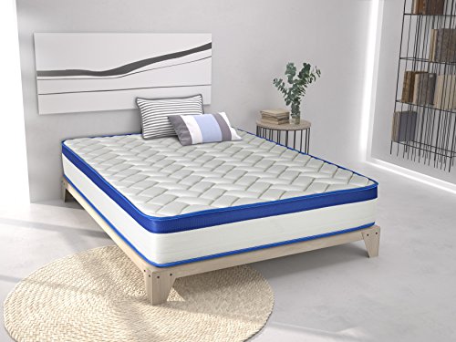 Imperial Confort Copenhague 25 Materasso, Viscografene, Bianco-Blu, Semplice, 90x200