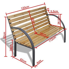 Lingjiushopping Panchina da Giardino con doghe Legno e Telaio di Ferro Larghezza: 62 cm Panchine da Esterno