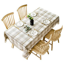 BKKENIDN Tovaglia, Tovaglia da Tavolo Impermeabile in Cotone Lino a Quadretti Ricamati, Adatta per Tavolo da Pranzo, Giardino, Scrivania, Terrazzo