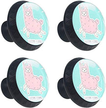 Rosa lanuginoso Unicorn Llama Alpaca Pomelli per Porta Set di 4 Pomelli per Mobili Manopole per Cassetti Cucina Armadio Vetro