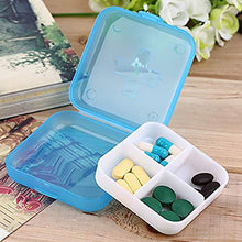 2pcs Rimovibile 4 Cellule Pillola Medicina Drug Storage Case Portable Organizer Box Blu