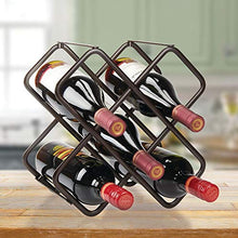 mDesign Set da 2 Portabottiglie in metallo – Bellissimo scaffale per bottiglie di vino per 10 bottiglie in totale – Organizer in metallo da appoggio per bottiglie di vino e altro – bronzo