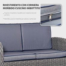 Outsunny Salotto da Giardino Set 6 Pz con Divano e Poltrone da Esterno, Mobili da Giardino in Rattan Grigio