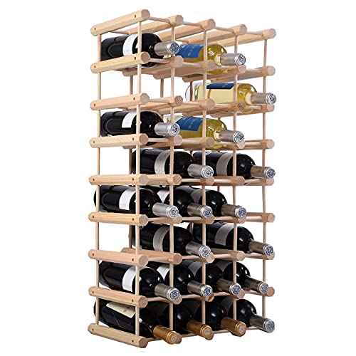 RELAX4LIFE Cantinetta Portabottiglie per Vino, Scaffale Portabottiglie con 40 Posti per Bottiglie di Vino, Supporto per Vino con Design Minimale e Moderno, Scaffale per Vino, Champagne, Legno Naturale