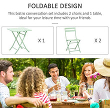 Set Tavolo e 2 Sedie Pieghevoli da Giardino in Metallo Verde