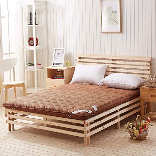 Yamyannie-Home Dormire Tatami Tappetino Futon Tatami Materasso Pad Soft Spessore (Colore : Marrone, Dimensione : 135x200cm)