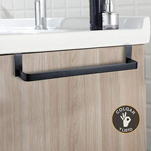 Kibath 438423 Portasciugamani in Acciaio Inox Senza fori per mobili da bagno Finitura nera opaca. Lunghezza 36 cm. Posizionamento senza attrezzi, 36 cm
