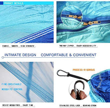 Amaca da Campeggio, Esterno Amaca da Giardino con Zanzariera Traspirante Nylon da Paracadute per Interno Giardino, Escursioni Viaggi all’Aperto Amache 110"(L) x 59"(W) (Blue/Sky blue)
