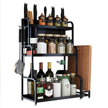 LYM &ripiano di stoccaggio Scaffale da Cucina Scaffale di stoccaggio condimento Multifunzione in Acciaio Inossidabile Scaffale di stoccaggio Cucina - Nero 3 Strati Scaffale di Finitura