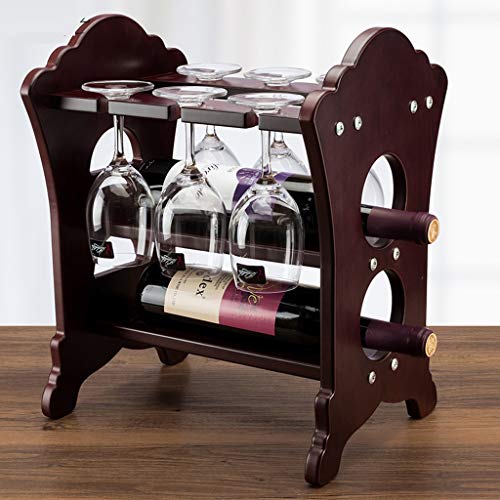 Portabottiglie in legno 2 bottiglie di controsoffitti 6 bicchieri da vino portabottiglie appendiabiti portabottiglie portabottiglie - autoportante - adatto for bar, cantine, cantine, armadi, dispensa,