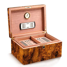 Gymqian Humidors Sigaro Cedar Legno Ufficio Cigar Stoccaggio Scatola Di Stoccaggio Vernice per Pianoforte, Igrometro Integrato classico/Braun / 29.8x22x16.3cm