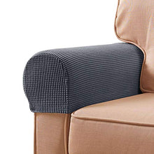 Elastico Copribraccioli per Poltrone per Divano, Elastico Jacquard Spandex Tessuto Copri Braccioli Protezione per Divano, con Twist Pins Antiscivolo Copridivano-Grigio B-2-Pezzi