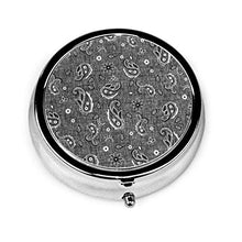 Western Paisley - Contenitore rotondo per pillole, 3 scomparti, in metallo, per medicine, vitamina