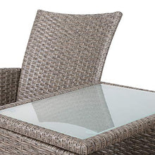 Casaria Panchina da Giardino Polyrattan 2 Posti Tavolino Vetro Cuscini Idrorepellenti 7cm Tortora