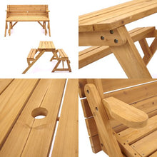 Tavolo da Picnic Pieghevole e Panca - Divanetto Convertibile in Tavolo Trasformabile 2-in-1 con Foro per Ombrllone - Assortimento di Mobili Versatile, Facile da Montare, Multifunzionale