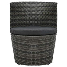 Tidyard Set da Bistrot 3 pz con Cuscini in Polyrattan Grigio,Set Tavolo e Sedie da Giardino per Esterno in Polyrattan Grigio,Salotto da Giardino,Salottino da Giardino,Salottino da Esterno