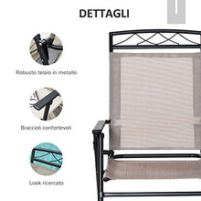 Outsunny Set di 2 Sedie Pieghevoli da Giardino con Braccioli in Metallo e Textilene, 57.5x67x92.5cm, Beige e Nero