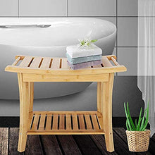SXJ Sgabello da Bagno in Bambu con Panca Ripiano Portaoggetti Panchina Casa Colore Bamboo Naturale