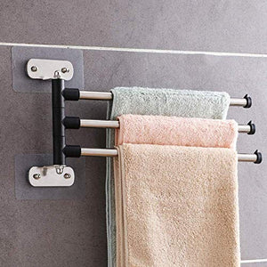 MRDAER Portasciugamani, portasciugamani in Acciaio Inossidabile, portasciugamani Girevole, portasciugamani a Parete, Supporto con Barre girevoli, per Cucina, Bagno, Toilette (Dimensioni: 3 Bracci)