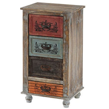 Mendler Serie Vintage Como cassettiera Legno Stile Spagnolo Modello Vigo 34x44x80cm