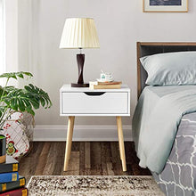 Yaheetech Set 2 Comodino Camera da Letto Bianco Comodino con Cassetto Gambe in Legno Mobiletto Organizzatore da Letto 48,5 x 41 x 57,5 cm Tavolini d'Appoggio Tavolino Lato Moderno da Divano Salotto