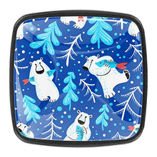 Polar bear with fish and fur tree Pomelli per Porta Set di 4 Pomelli per Mobili Manopole per Cassetti Cucina Armadio Vetro