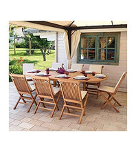 Tavolo da giardino Ovale allungabile in Teak Alicudi Moia L 180/240 cm - A 75 cm - P 120 cm