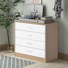 MoovGTP - Comodino moderno con 4 cassetti, con maniglie in metallo e guide per comodino, organizer per camera da letto, soggiorno