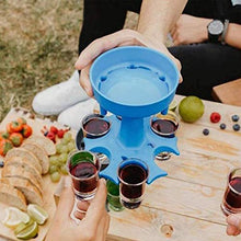 6 Shot Glass Dispenser And Holder,for Filling Liquids Glasses Hanging Holder Stand Rack/Liquor Dispenser Party Gifts Grey+Blue