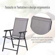 Outsunny Set 4 Sedie Pieghevoli da Esterni | Acciaio e Textilene | per Giardino Veranda Terrazzo | Grigio | 58x64x94cm