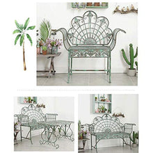 Panchina da terrazza all'aperto parco panchina retrò, Panca da giardino in metallo impermeabile e resistente al sole, Panca decorativa da patio con schienale e braccioli. Può ospitare 1-2 persone