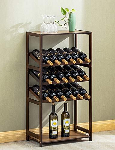 XWZJY Portabottiglie da 16 Bottiglie, Ripiani portaoggetti autoportanti Portabottiglie in bambù per Piante da Cucina, Bar, Sala da Pranzo, Soggiorno
