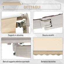 Outsunny Tenda da Sole per Esterno Avvolgibile a Manovella, Copertura Impermeabile, Metallo e Alluminio, Beige, 400x250cm