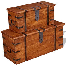 Xingshuoonline Set di Baule di archiviazione in Legno Massiccio 2 Pezzi, Grande: 83 x 33 x 37 cm