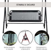 Outsunny Dondolo da Giardino Terrazza 3 Posti con Tettuccio Parasole Regolabile, Metallo e Textilene 172x110x155cm Nero