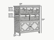 Gabinetto da cassetto, elegante grigio Paulownia cassetto da pranzo in legno solido mobile con cesto di vimini,Grey