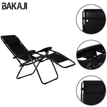 BAKAJI Sedia gravità Zero Sdraio da Giardino Poltrona Relax Pieghevole Salvaspazio Tubolari Acciaio 22mm Reclinabile Tessuto in Oxford, Mare Spiaggia Piscina Arredo Esterno (Nero)