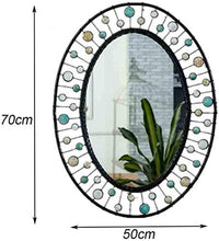 HFFFHA Specchio per Il Trucco in Ferro battuto in Stile Europeo Specchio per Bagno a Parete Specchio Decorativo per Bagno Ovale