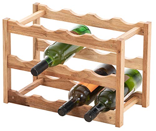 CLP Cantinetta Portabottiglie Morena in Legno di Noce per 12 Bottiglie I Mobiletto per Vino Design, Colore:Noce