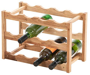 CLP Cantinetta Portabottiglie Morena in Legno di Noce per 12 Bottiglie I Mobiletto per Vino Design, Colore:Noce