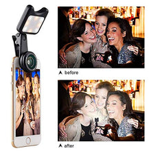 Luce Riempimento Anello Selfie Ricaricabile 2 in 1, Luce Riempimento Selfie Clip Luminosità Temperatura Colore Regolabili Smartphone, Video Live Stream Macro Grandangolare HD,A