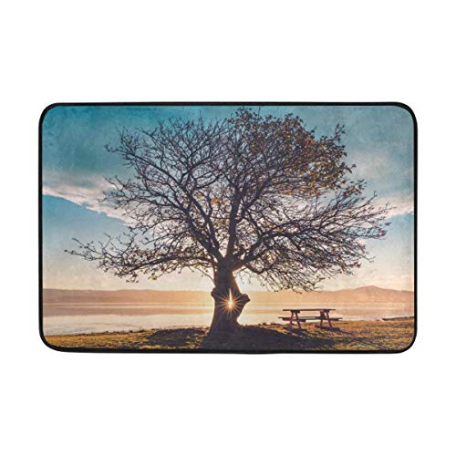 Wdskbg Zerbini Tappeto Albero Bench Table Light Zerbino Indoor Outdoor EntranceFloor Mat Bathroom 23,6 x 15,7 Pollici
