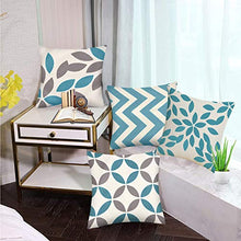 Annhao Federe per Cuscino, 4 Pack Cuscini Divano Geometria Moderni Cotone Biancheria Federa per Divano Casa Soggiorno Camera da Letto Decorazione per Interni, 45x45cm con Cerniera Invisibile (Blu)