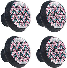 Il modello floreale rosa lascia il nero Pomelli per Porta Set di 4 Pomelli per Mobili Manopole per Cassetti Cucina Armadio Vetro