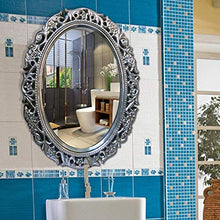 HFFFHA Specchio cosmetico per Il Bagno - Specchio retrò Europeo - Specchio ellittico - Specchio Decorativo - Specchio da Parete per Bagno - Cornice PU